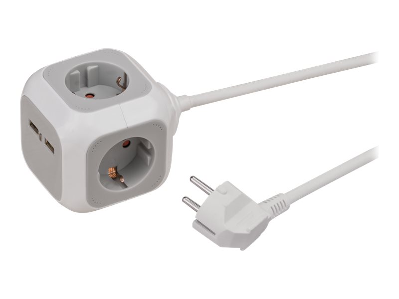 brennenstuhl ALEA-Power 2-fach Steckdosenwürfel 1,4 m grau mit USB-Buchse brennenstuhl ALEA-Power 2-fach Steckdosenwürfel 1,4 m grau mit USB-Buchse