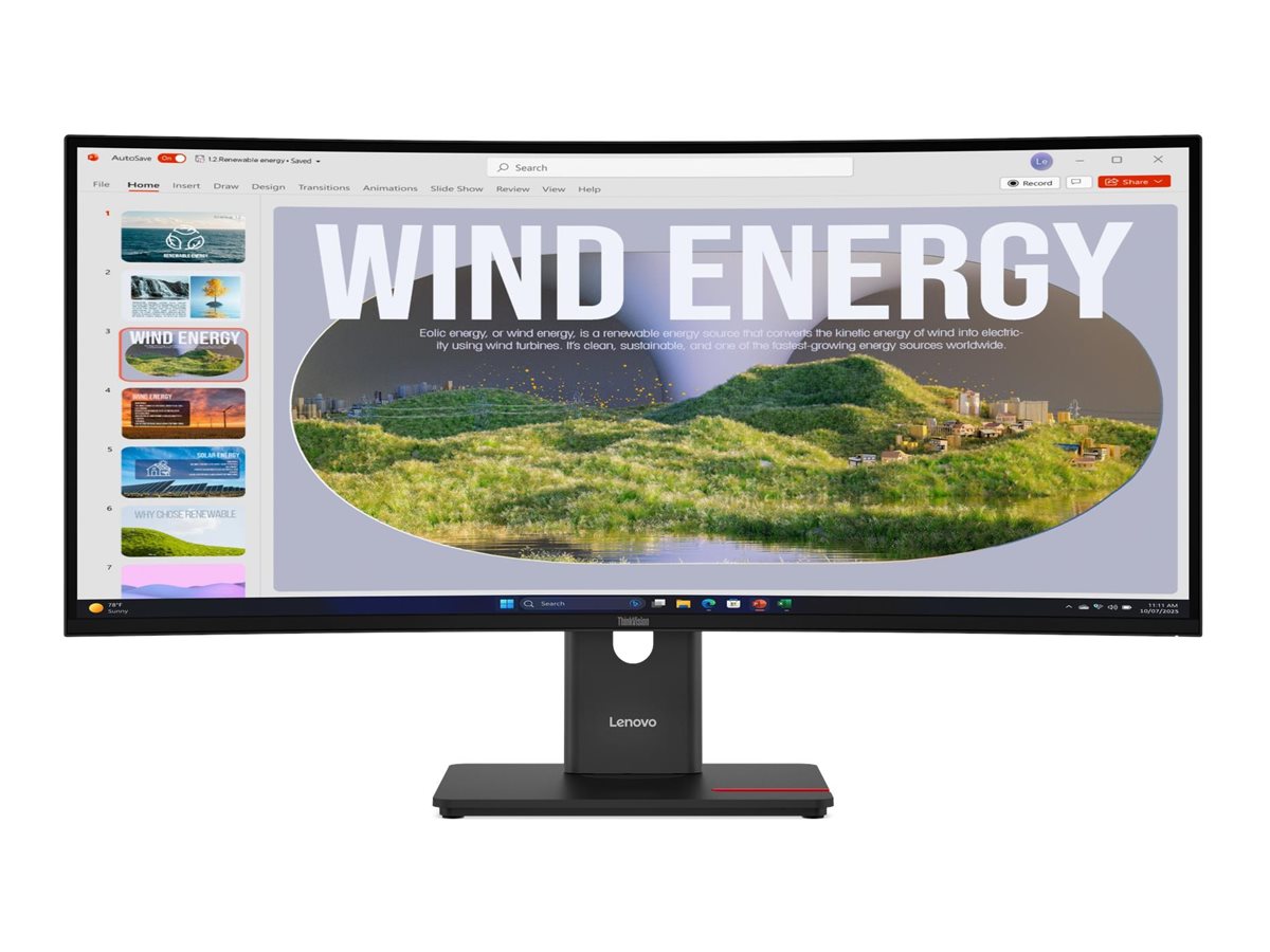 LENOVO ThinkVision T34WD-40 86,36cm 34Zoll 3440x1440 Curved VA 120Hz USB-C docking 96W Mirror power button TopSeller
