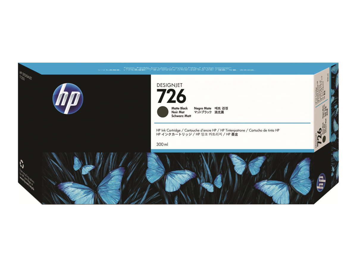 HP 726 original Ink cartridge CH575A matte black standard capacity 300ml 1-pack with Vivera Ink cartridge HP 726 original Ink cartridge CH575A matte black standard capacity 300ml 1-pack with Vivera Ink cartridge