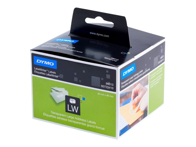 DYMO Etikettenrolle fÃ¼r Etikettendrucker S0722410 transparent, 36,0 x 89,0 mm, 1 x 260 Etiketten