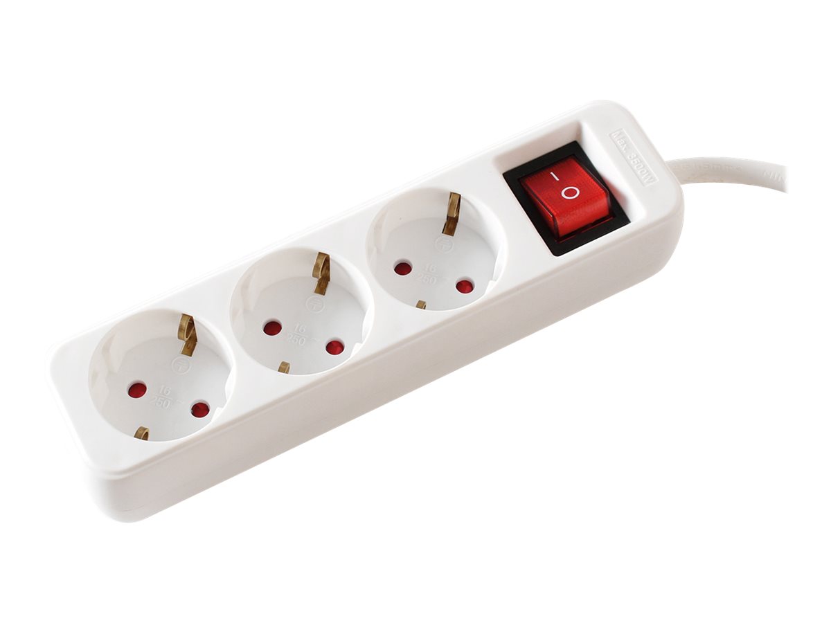 VALUE 3fach Steckdosenleiste mit Schalter weiss 6m