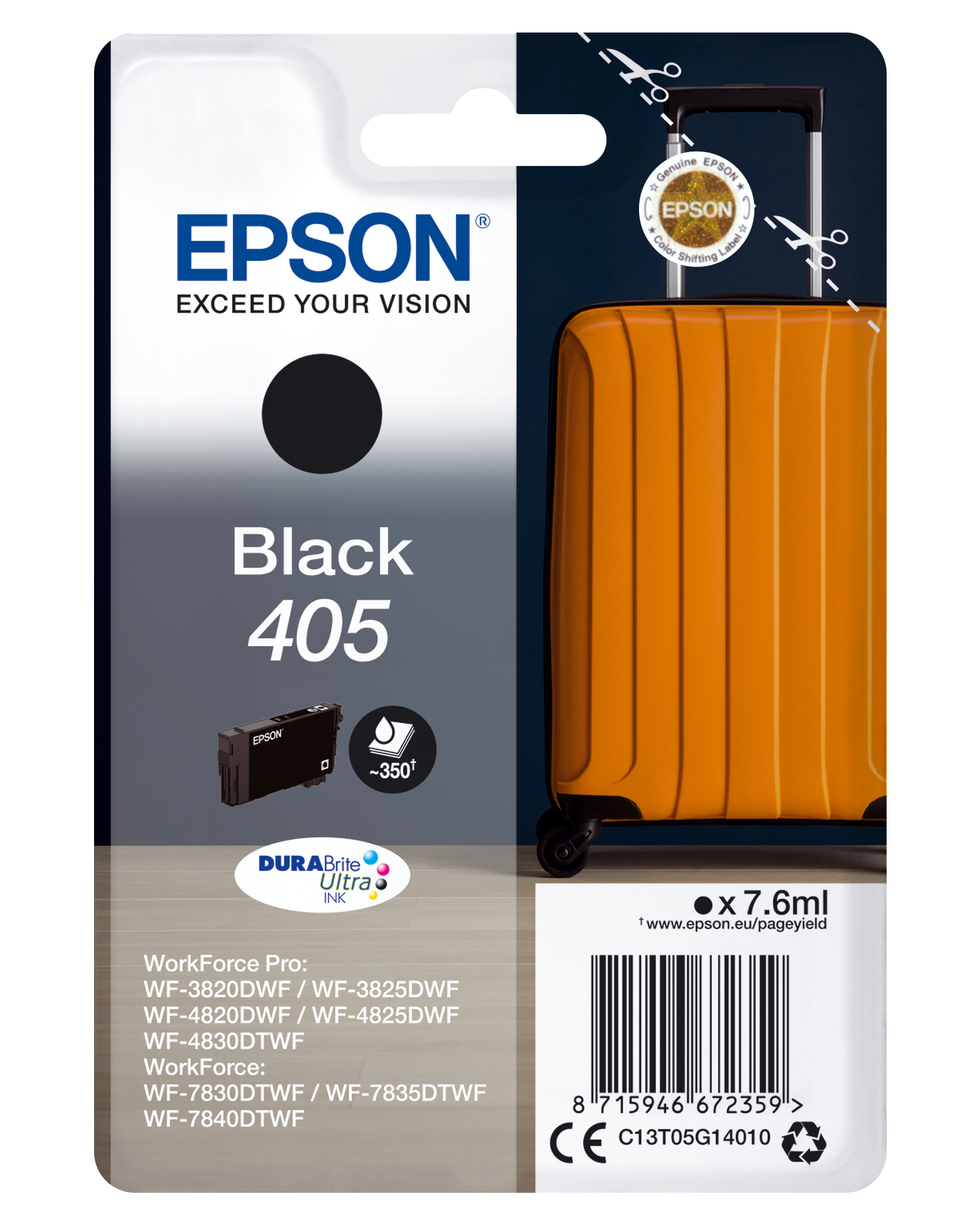EPSON 4LB Singlepack Black 405 DURABrite Ultra Ink ws