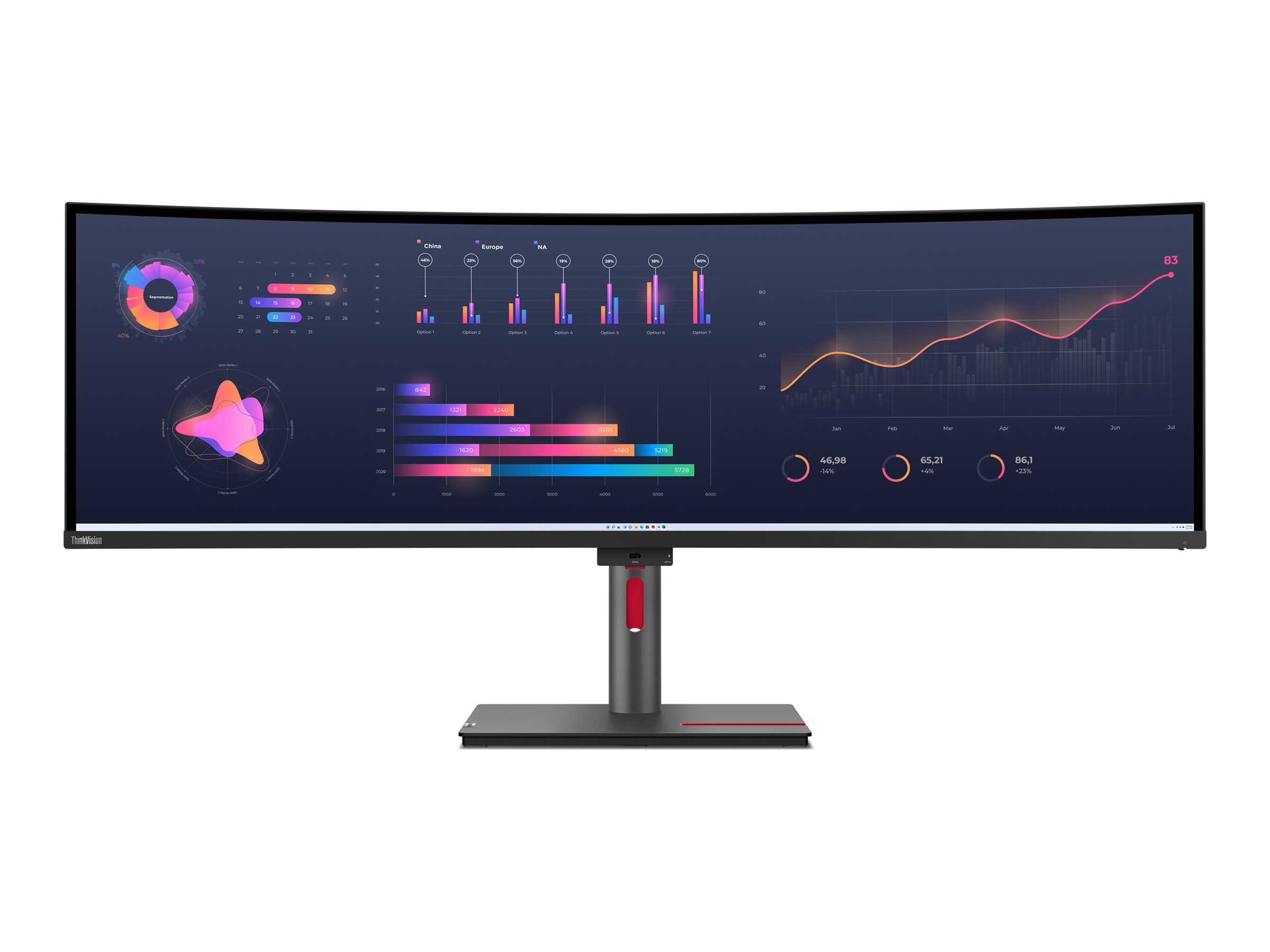 LENOVO ThinkVision P49w-30 124,46cm 49Zoll IPS 5120x1440 32:9 60Hz 350cd/m2 4ms 2x HDMI DP 4xUSB 3.2 G1 USB-C 3.2 G1 USB-B 3.2 G1 TS