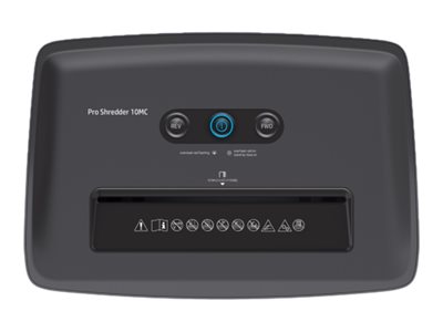 HP Pro Shredder 10MC Aktenvernichter mit Partikelschnitt P-5, 2 x 15 mm, bis 10 Blatt, schwarz HP Pro Shredder 10MC Aktenvernichter mit Partikelschnitt P-5, 2 x 15 mm, bis 10 Blatt, schwarz