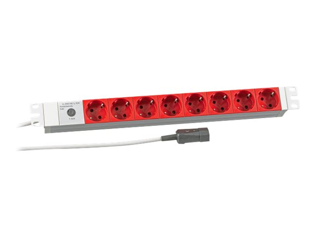 EFB 19Zoll 1HE Steckdosenleiste 8-fach CEE7/3 rot Zuleitung C14 fuer USV Laenge 2m GRAU RAL7035 Werkstoff Aluminium EFB 19Zoll 1HE Steckdosenleiste 8-fach CEE7/3 rot Zuleitung C14 fuer USV Laenge 2m GRAU RAL7035 Werkstoff Aluminium