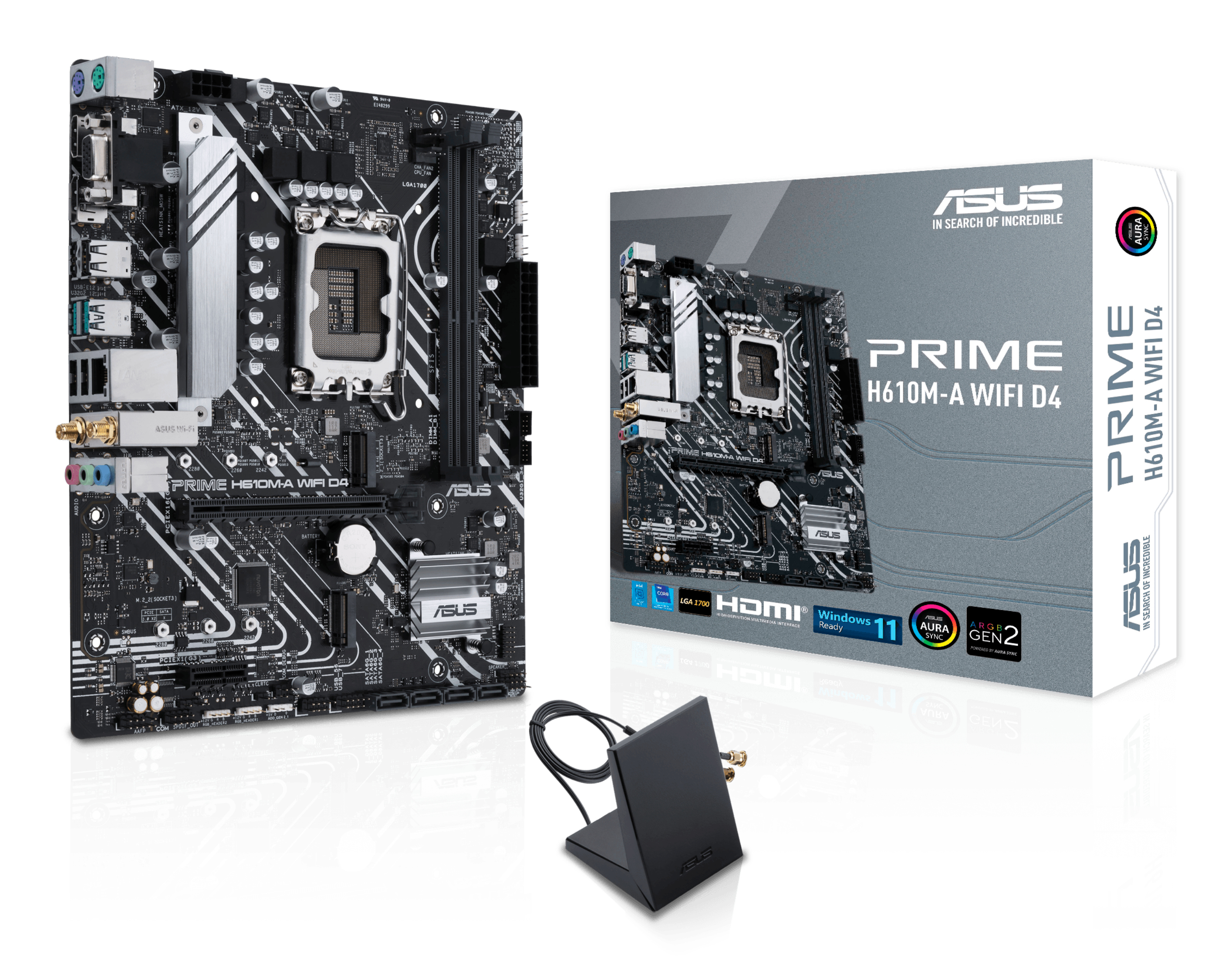 ASUS PRIME H610MA WIFI D4 Intel H610 LGA 1700 2DDR4 1xPCIe 40 x16 2xM2 4xSATA 6Gbs 4xUSB 32 microATX MB