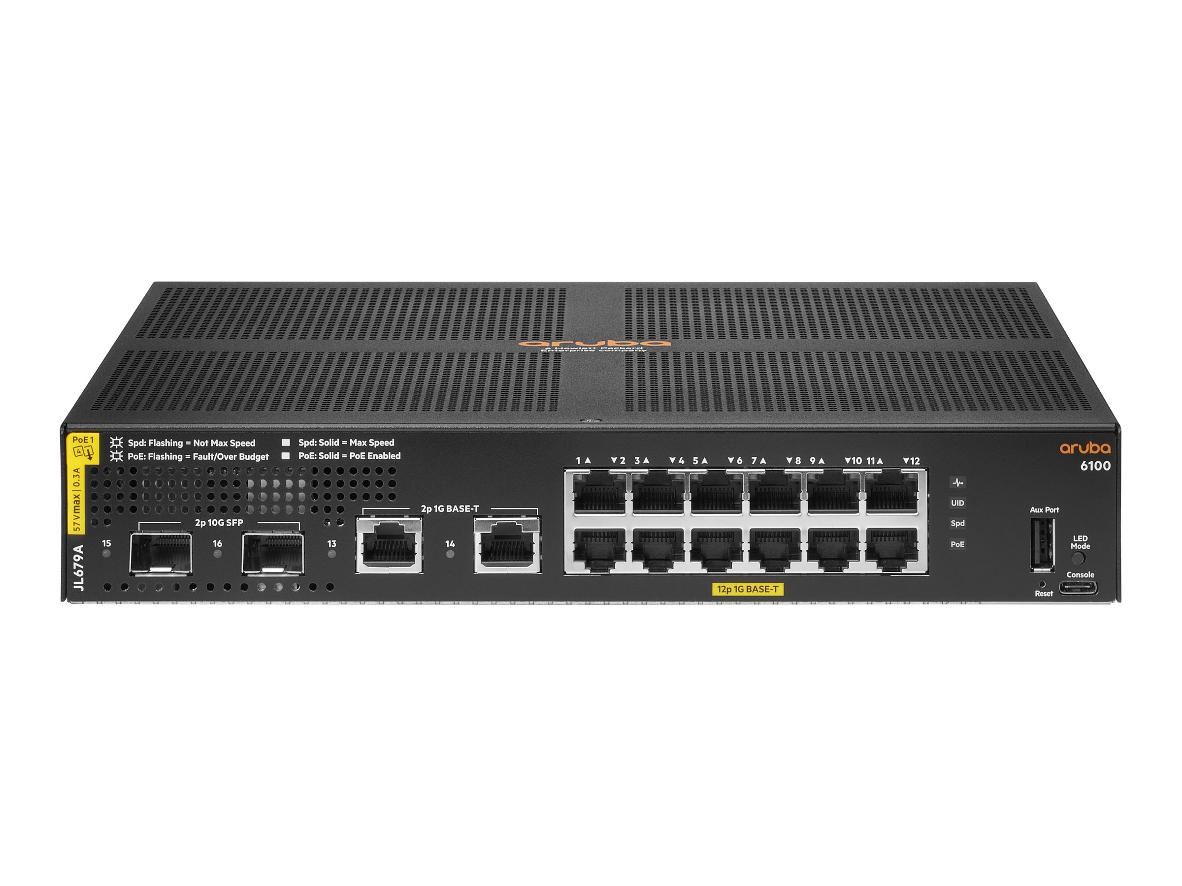 HPE Aruba 6100 Switch 12G CL4 2SFP+ 139W Europe - English localization