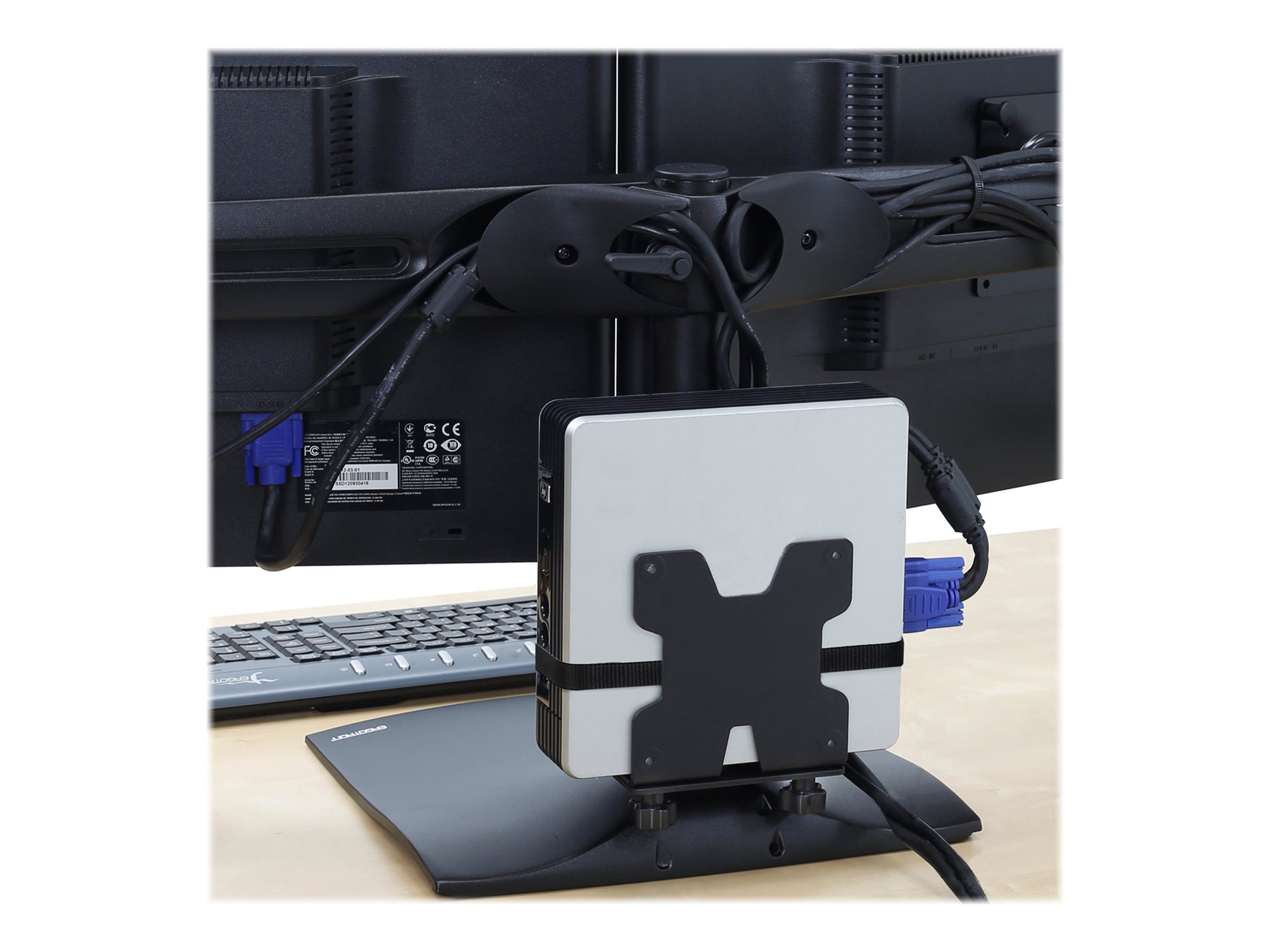 ERGOTRON universal Thin-Client-Halter schwarz VESA MISD 100x100  75x75mm belastbar bis max 2,7kg. auch fuer kleine CPU Mac mini etc.