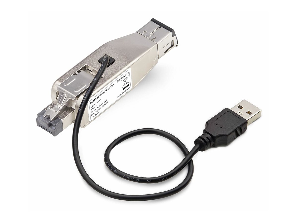 STARTECH.COM Gigabit Glasfaser Medienkonverter Dongle LWL Kupfer Umsetzer SM/MM Glasfaser auf Ethernet RJ45 USB Betrieben