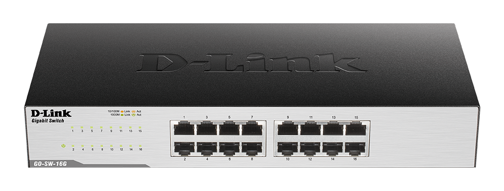 DLINK GOSW16G 16Port Gigabit Easy Desktop Switch 16x 101001000 Mbps LAN Ports 32 Gbps Kapazität