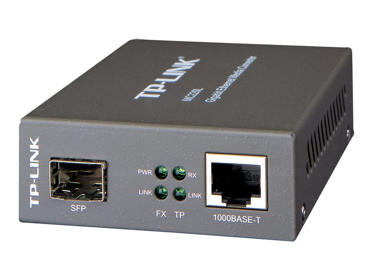 TP-LINK MC220L MediaConverter 10/100/1000mbps RJ45 to 1000mbps SFP Slot Supporting MiniGBIC Modules 1× Gbit SFP 1× Gbit RJ45 TP-LINK MC220L MediaConverter 10/100/1000mbps RJ45 to 1000mbps SFP Slot Supporting MiniGBIC Modules 1× Gbit SFP 1× Gbit RJ45