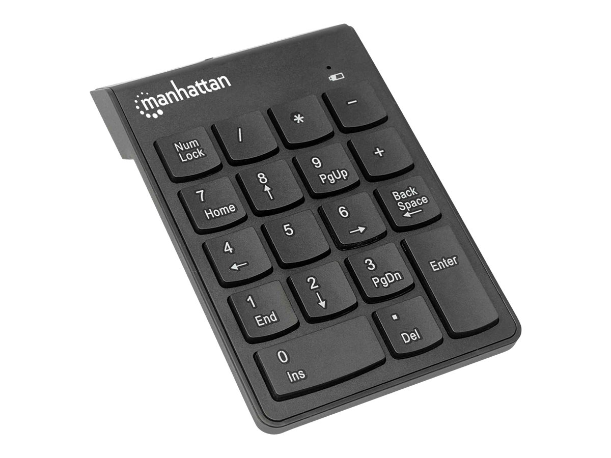 MANHATTAN Kabelloser USB-Nummernblock 18 Tasten schwarz USB-Mikroempfaenger Windows XP/Vista/7/8.1/10 Linux Mac 9.x/10.x oder hoeher
