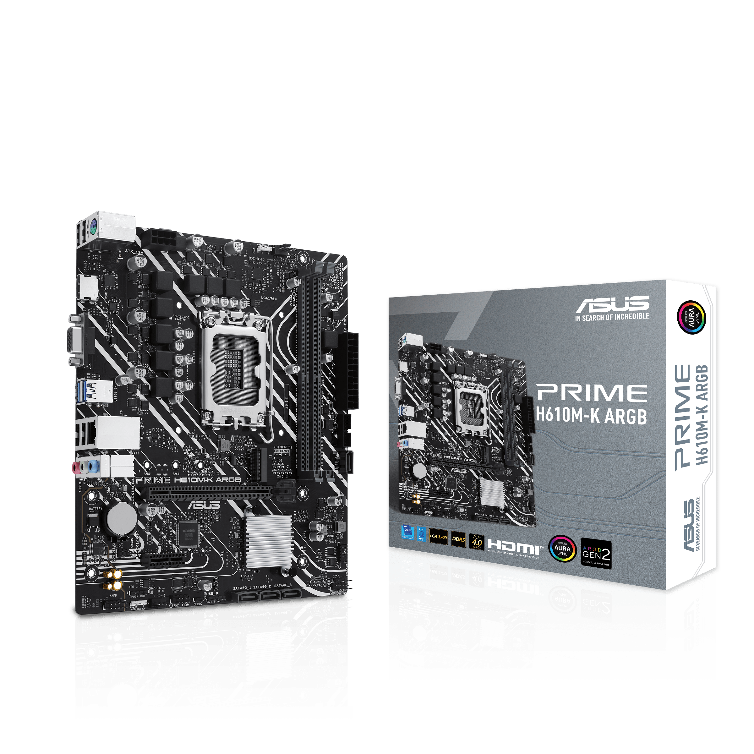 ASUS PRIME H610MK ARGB LGA 1700 2DDR5 microATX 4xSATA MB 1xHDMI 21 1xDSub 1xM2