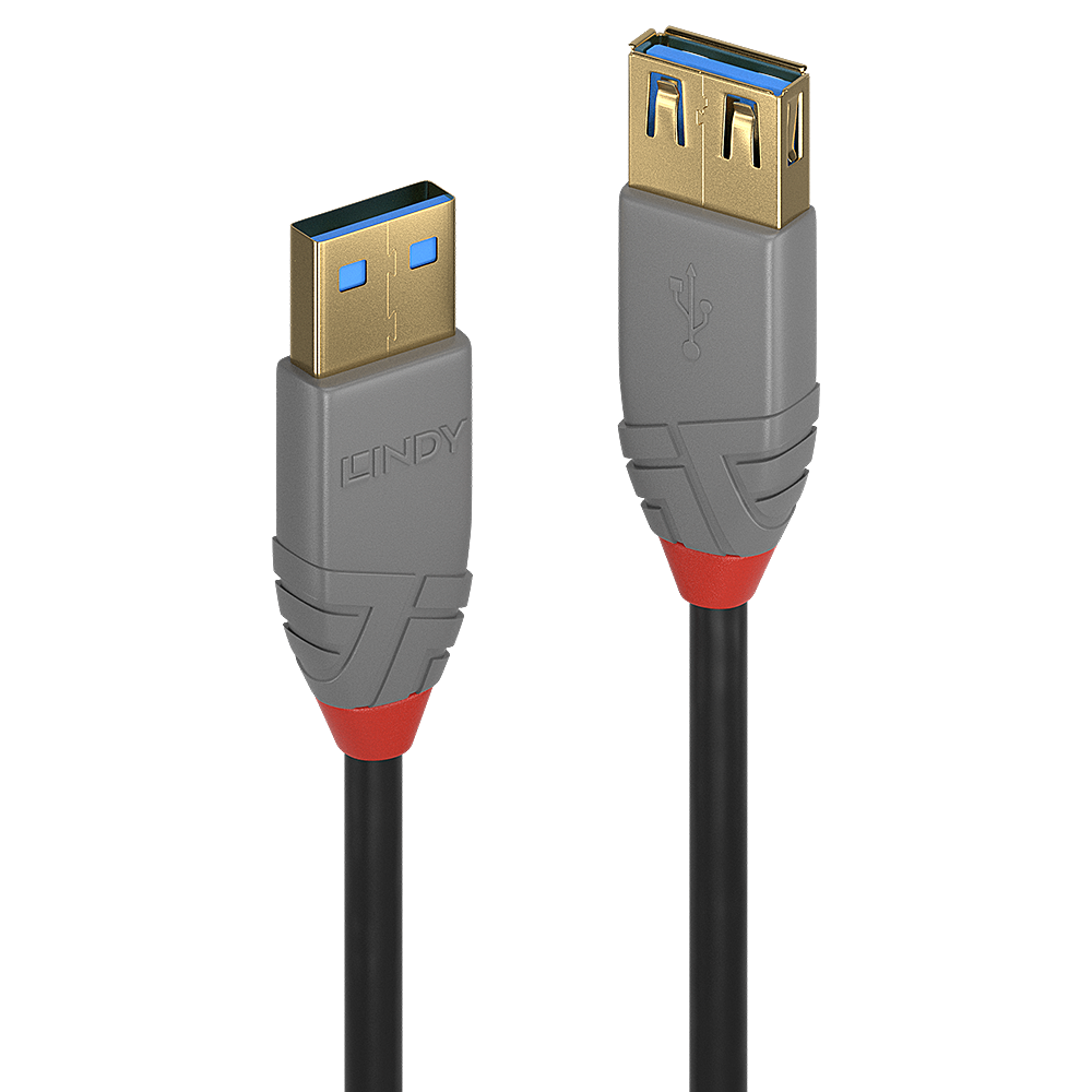 LINDY 0,5m USB 30 Typ A Verlaengerungskabel A male female Anthra Line
