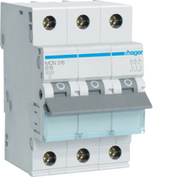 Hager Leitungsschutzschalter MCN316 3polig C16A 6kA Hager Leitungsschutzschalter MCN316 3polig C16A 6kA