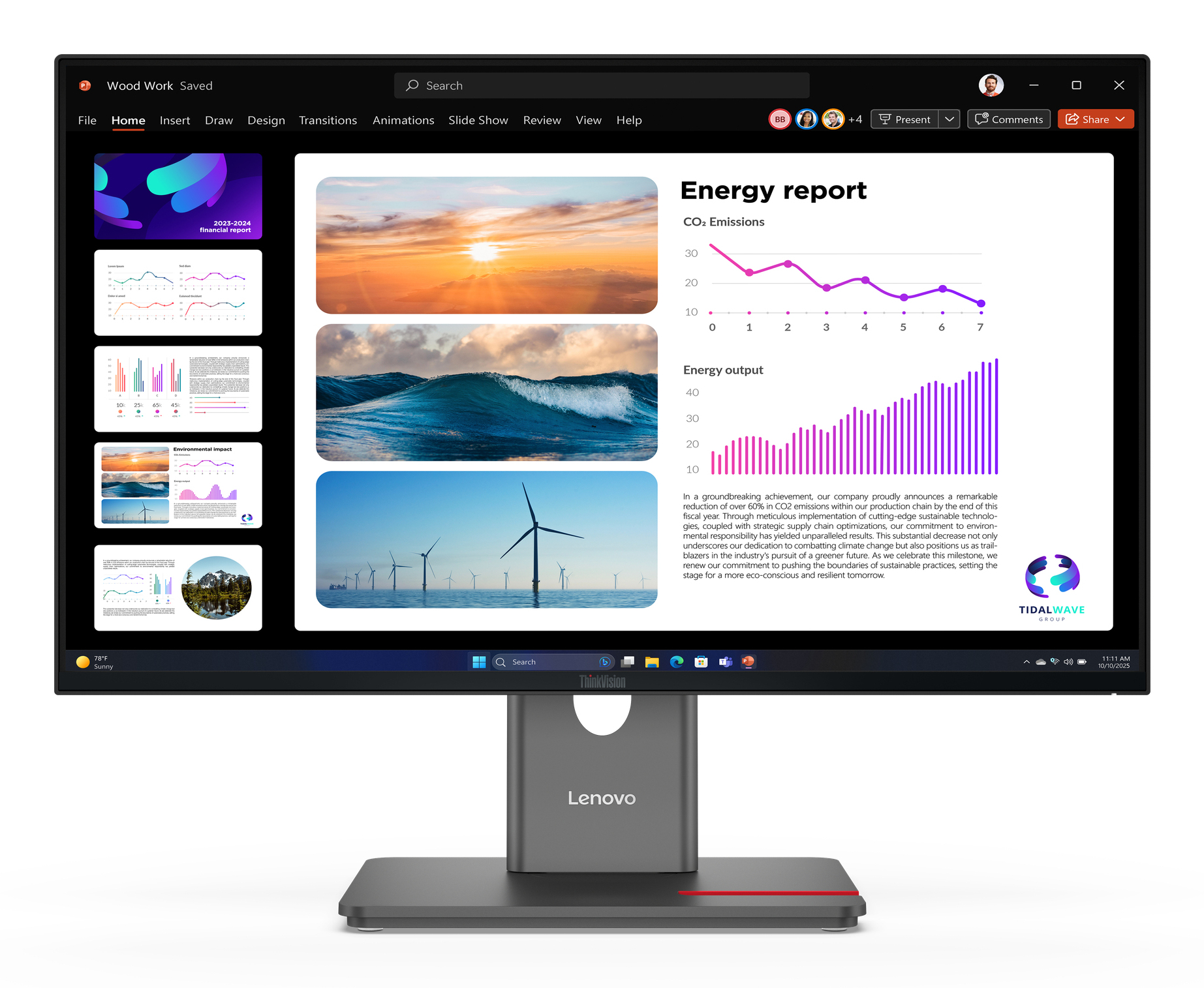 LENOVO ThinkVision P24Q40 60,45cm 23,8Zoll 2560x1440 IPS 120Hz Daisy Chain USBC 15W Factory calibrated panel Epeat Gold TCO10