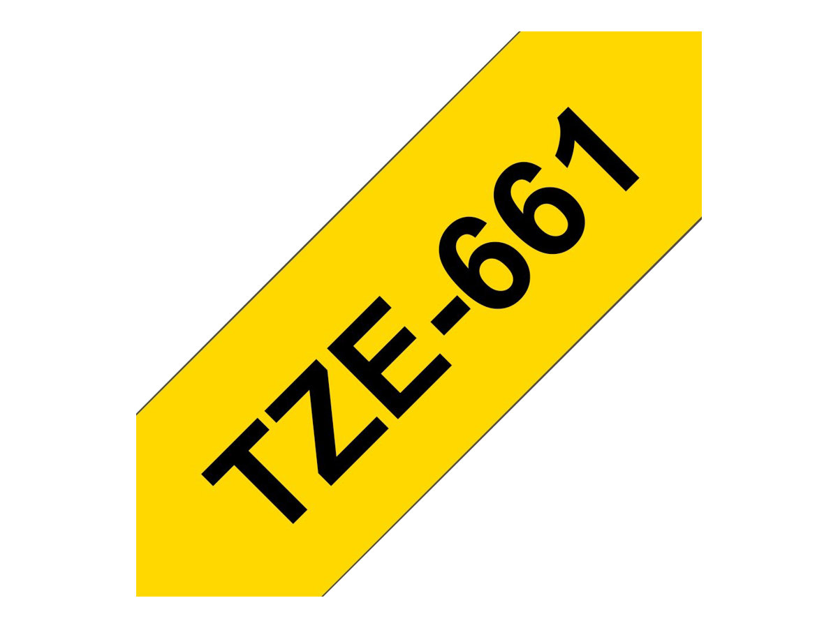 Brother TZe-661 - Standard-Klebstoff - Schwarz auf Gelb - Rolle (3,6 cm x 8 m)