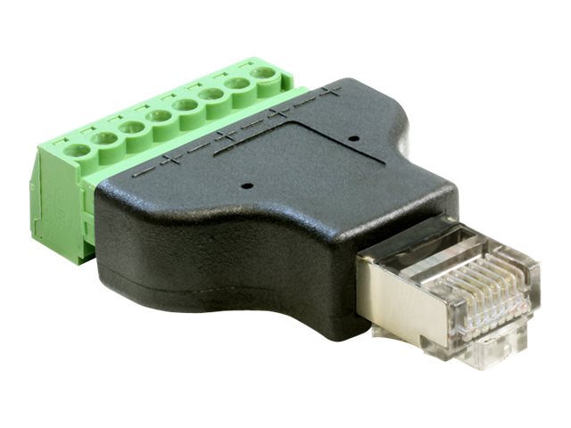 Delock Adapter RJ45 Stecker > Terminalblock 8 Pin 2-teilig Delock Adapter RJ45 Stecker > Terminalblock 8 Pin 2-teilig