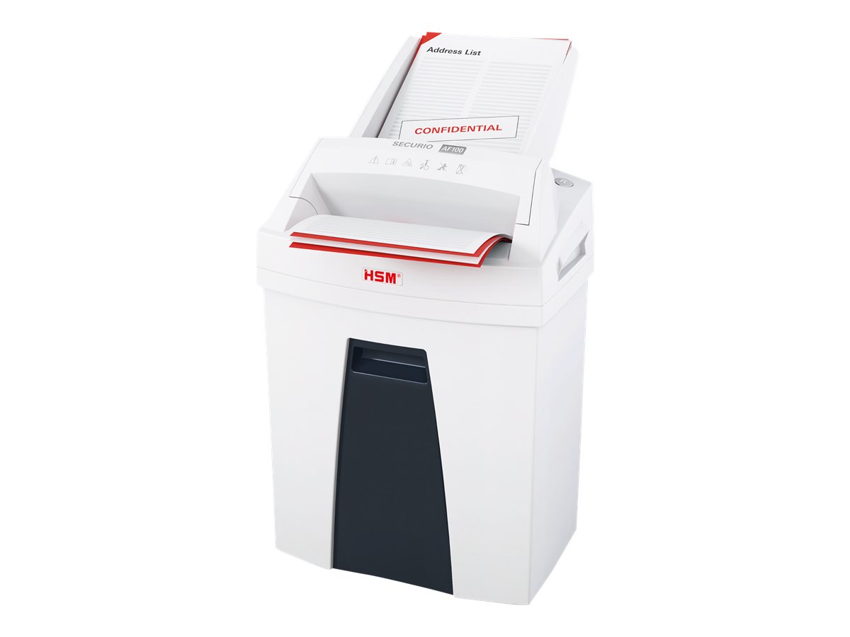 HSM SECURIO AF100 Aktenvernichter mit Partikelschnitt P-4, 4 x 25 mm, bis 100 Blatt, weiss