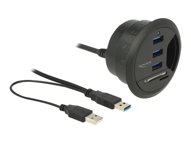 Delock HUB USB 3.0 Tisch-Hub 60 mm 3 x USB 3.0 Ports + Card Reader Delock