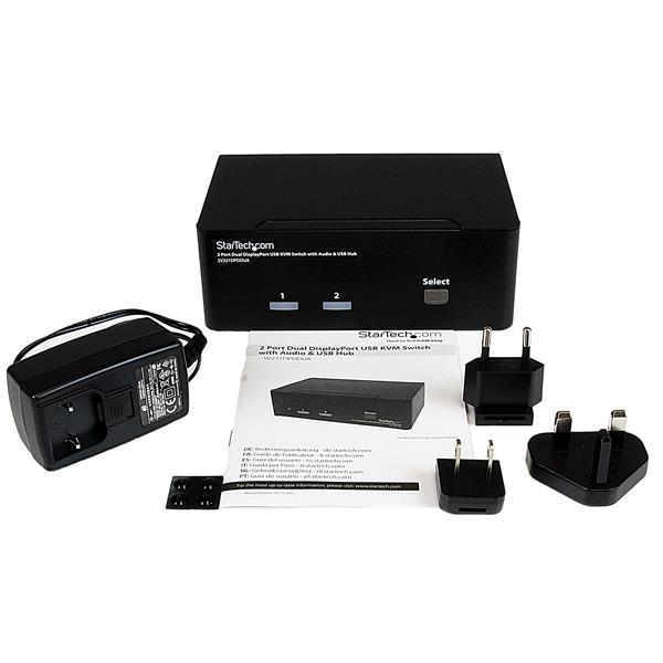 STARTECHCOM 2 Port Dual DisplayPort USB KVM Switch mit Audio DisplayPort Desktop KVM Umschalter