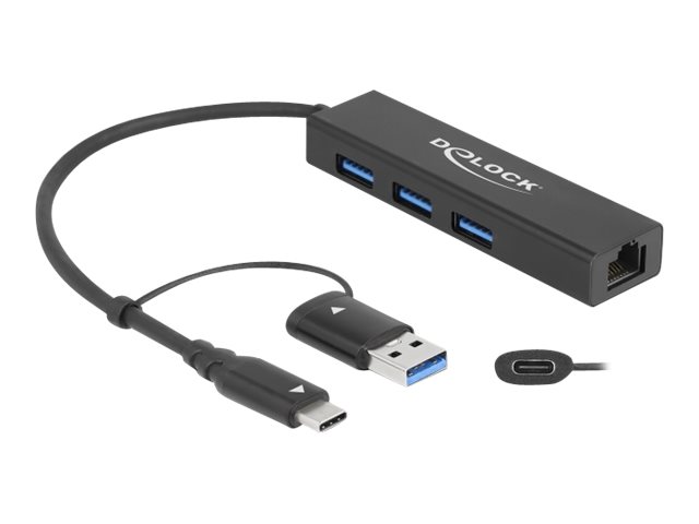 3 Port USB 3.2 Gen 1 Hub + Gigabit LAN