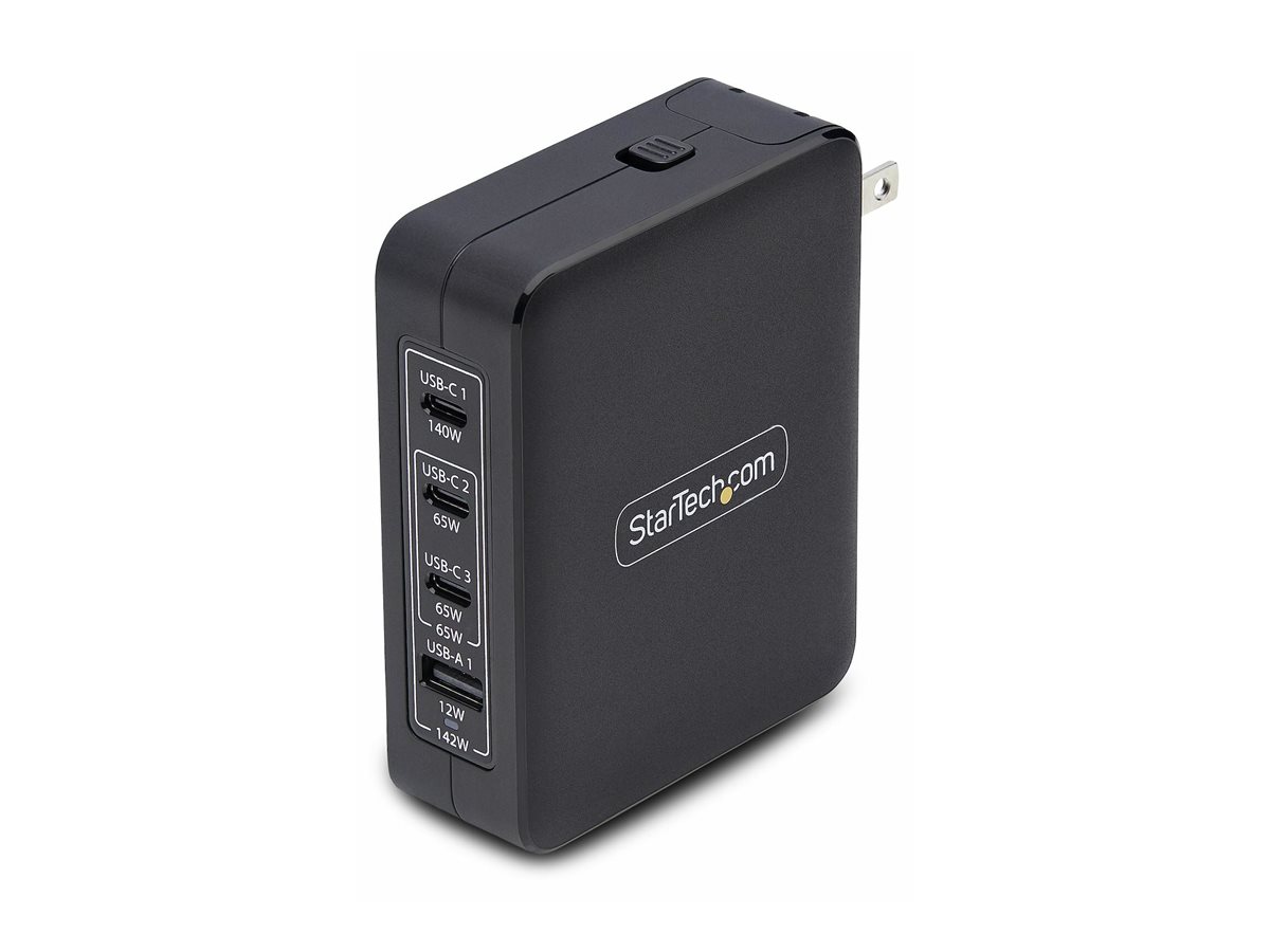STARTECH.COM 140W USB-C-Wandladegerät 3x USB-C/1x USB-A PD 3.1 Internationaler GaN-Ladegerät fur MacBook/Dell XPS/Inspiron STARTECH.COM 140W USB-C-Wandladegerät 3x USB-C/1x USB-A PD 3.1 Internationaler GaN-Ladegerät fur MacBook/Dell XPS/Inspiron