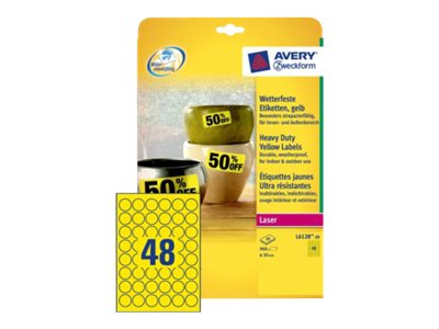 960 AVERY Zweckform wetterfeste Folienetiketten L6128-20 gelb 30,0 x 30,0 mm 960 AVERY Zweckform wetterfeste Folienetiketten L6128-20 gelb 30,0 x 30,0 mm