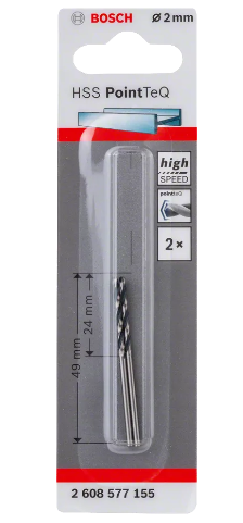 Bosch Metallspiralbohrer HSS PointTeQ 2x24x49 2 Stück Bosch Metallspiralbohrer HSS PointTeQ 2x24x49 2 Stück