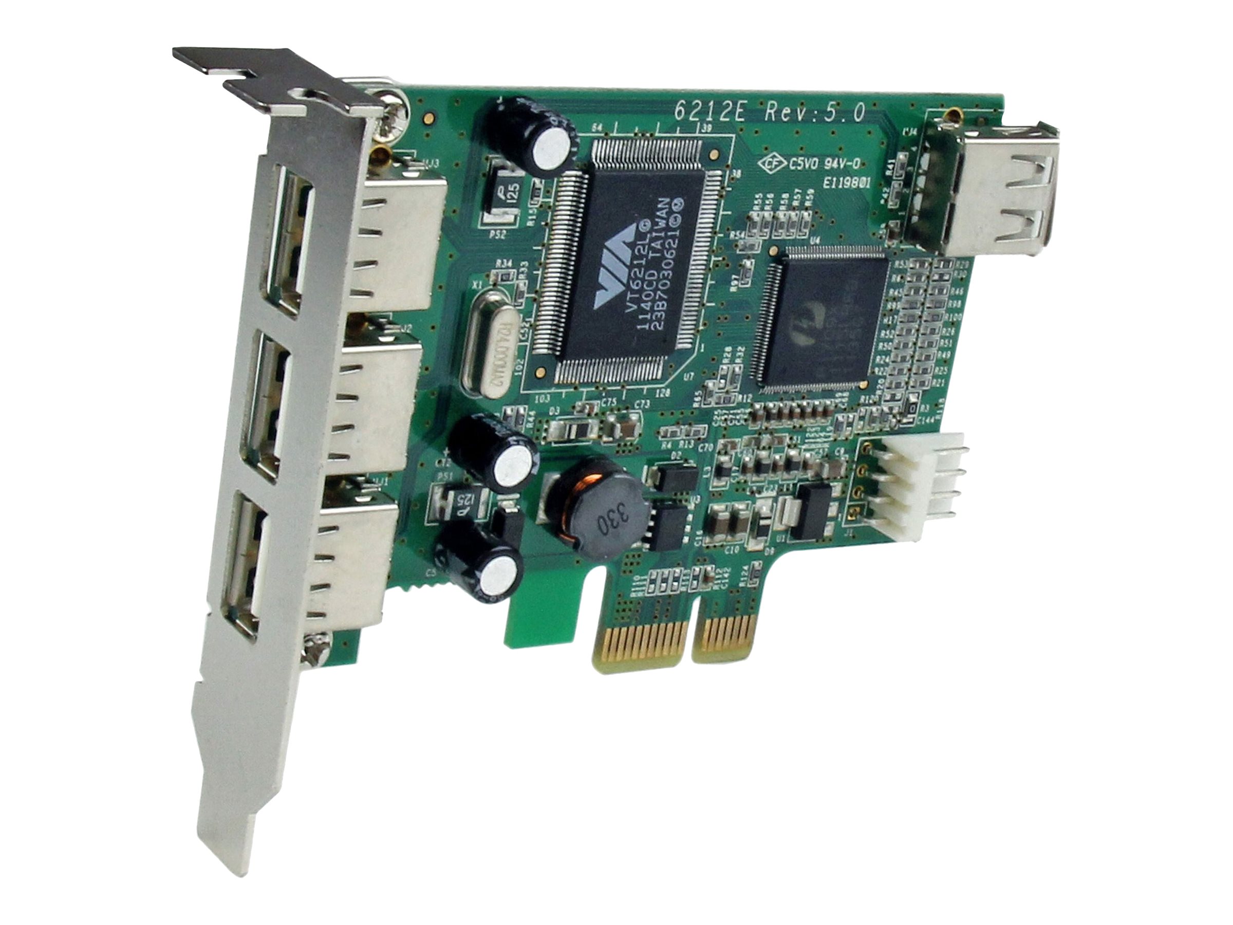 StarTech.com 4 Port USB 2.0 HighSpeed PCI Express Low Profile Schnittstellenkarte - 1 x USB 2.0 intern (Buchse) 3 x USB extern (Buchse) - USB-Adapter - PCIe - 4 Anschlüsse