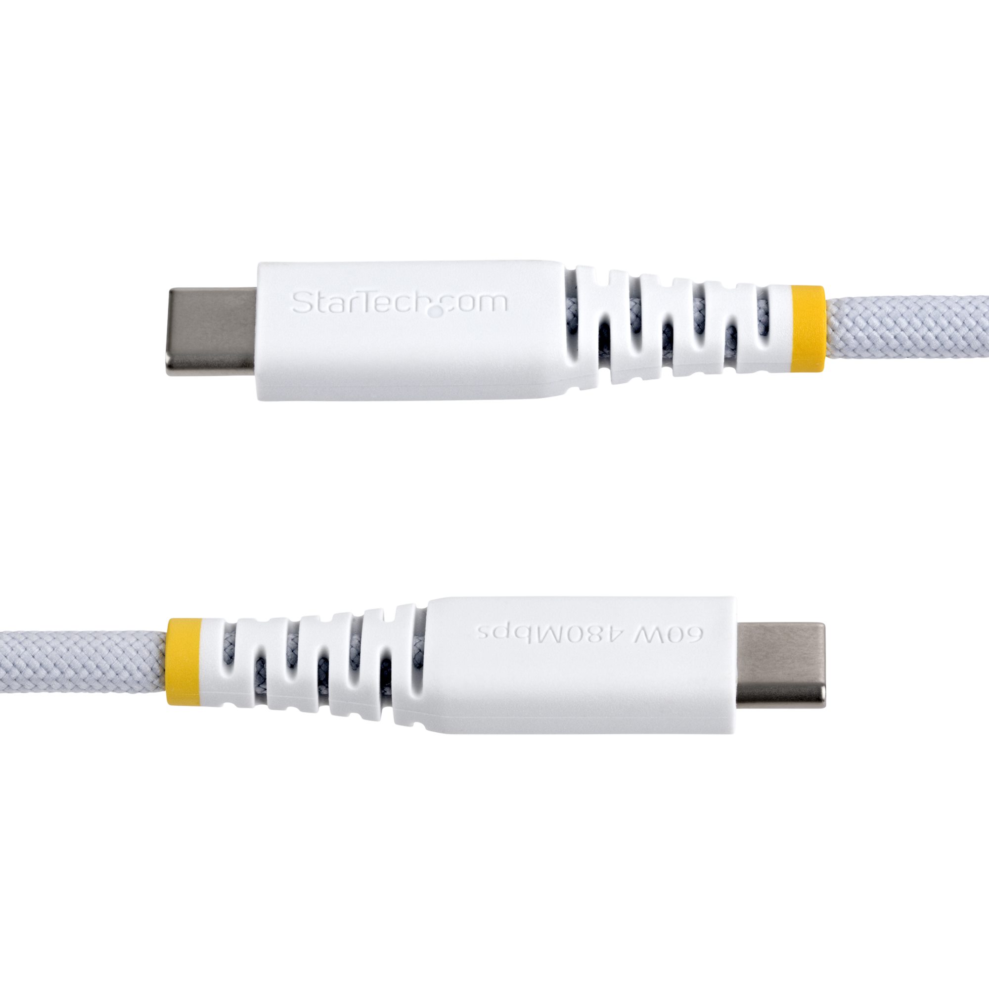 STARTECHCOM 15cm USBC Ladekabel 60W 3A PD Geflochtenes NylonTPE Mantel Robustes USBC LaptopHandy Ladekabel Weiss