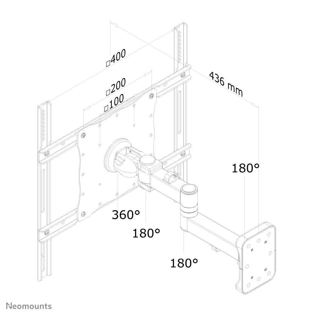 NEOMOUNTS FPMA-W960 Wall Mount 25,4-119,38cm 10-47Zoll Tilt 25 kg 3 Pivot Black