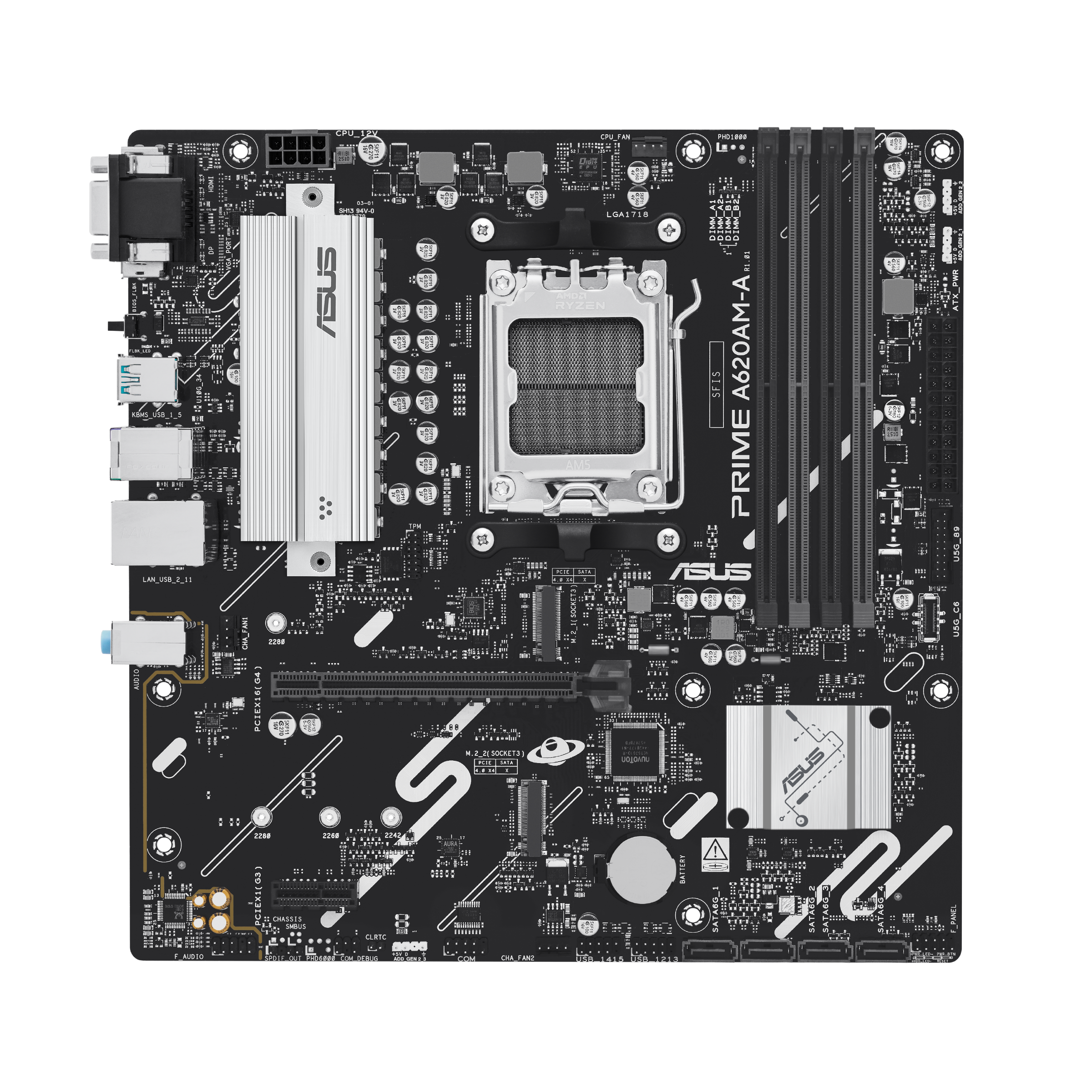 ASUS AMD A620 microATX motherboard 4xDDR5 1xHDMI 1xDP 2xM2 4xSATA
