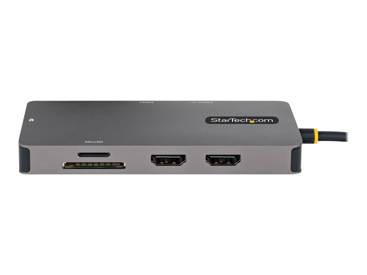 STARTECH.COM USB C Multiport Adapter Dual HDMI Video 4K 60Hz 2Pt 5Gbps USB-A Hub 100W PD GbE SD/MicroSD 12inch/30cm Cable
