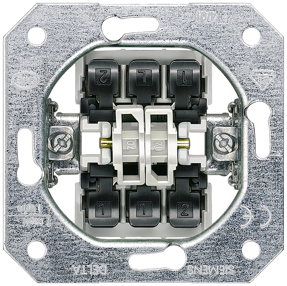 Siemens Schaltergeräteeinsatz 5TA2118 Doppel-Wechselschalter 10A Siemens Schaltergeräteeinsatz 5TA2118 Doppel-Wechselschalter 10A