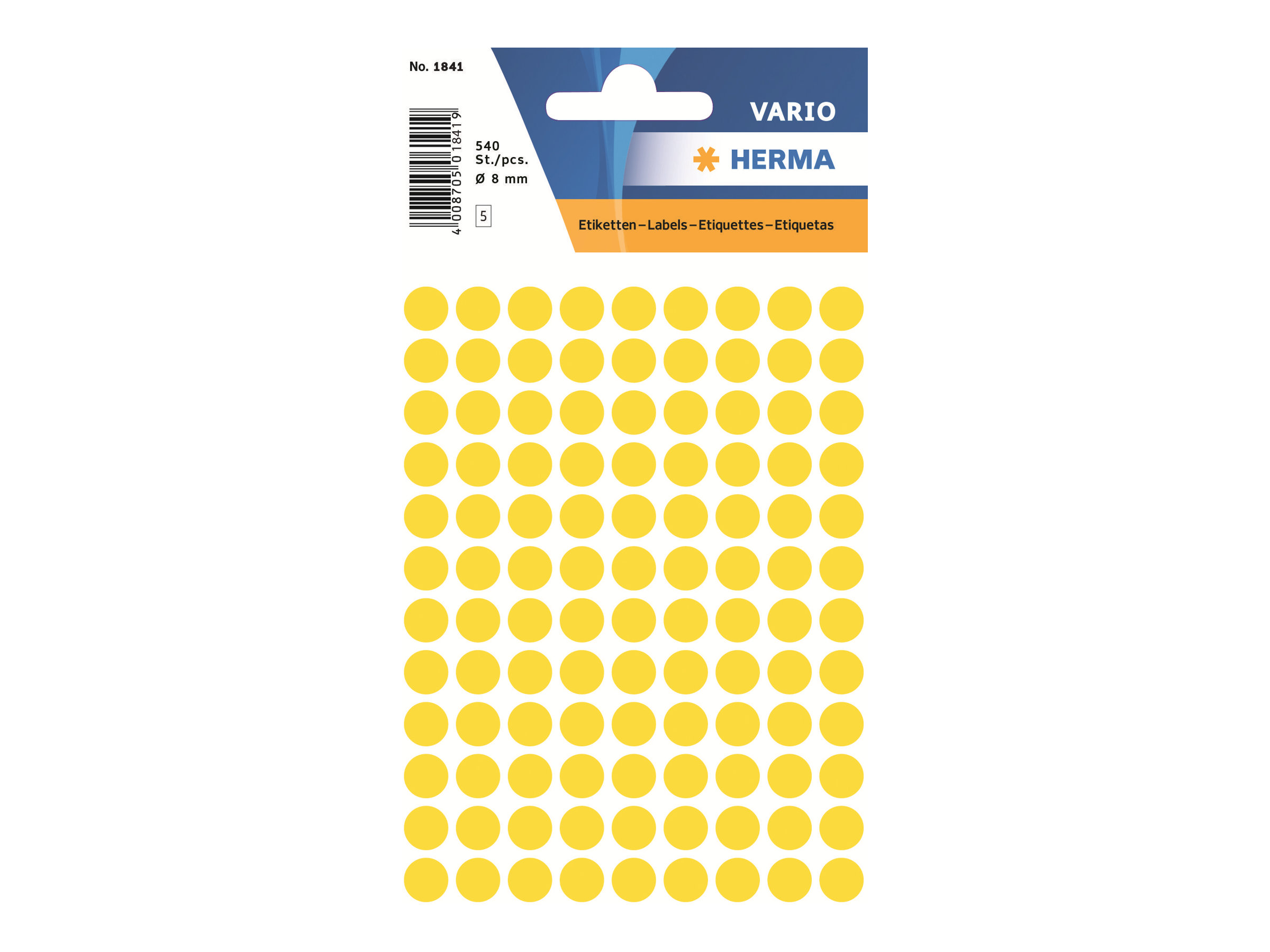 HERMA Klebepunkte 1841 gelb Ø 8,0 mm, 540 St. HERMA Klebepunkte 1841 gelb Ø 8,0 mm, 540 St.