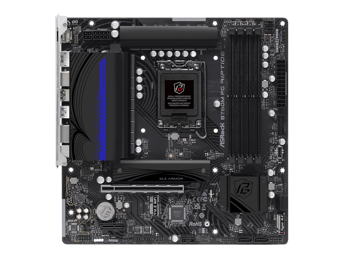 ASRock B760M PG Riptide - Motherboard - micro ATX - LGA1700-Sockel - B760 Chipsatz - USB 3.2 Gen 1, USB-C 3.2 Gen 1 - 2.5 Gigabit LAN - Onboard-Grafik (CPU erforderlich)