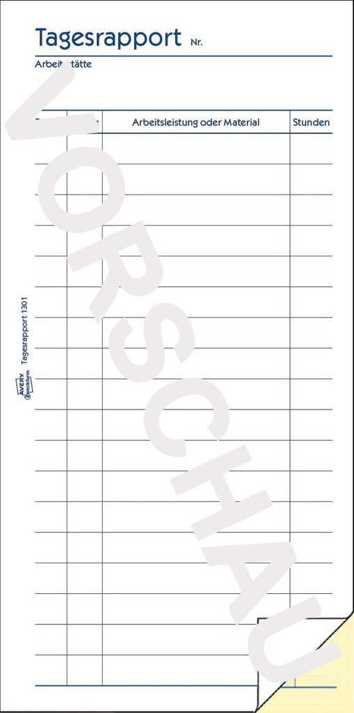 AVERY Zweckform Tagesrapport Formularbuch 1301