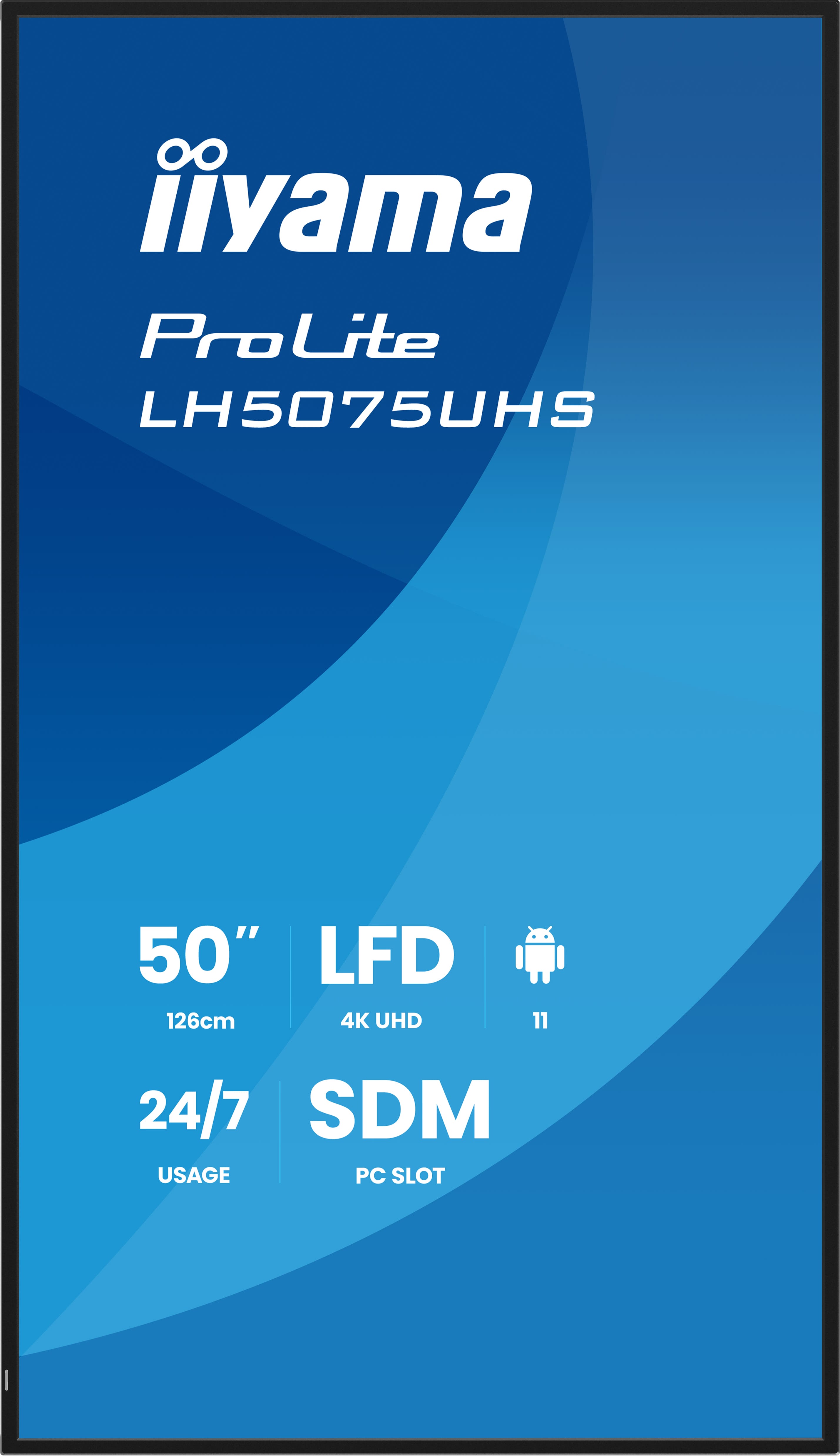 IIYAMA LH5075UHSB2AG 127cm 50Zoll 3840x2160 UHD VA panel Haze 25perc 500cdm2 Landscape and Portrait Signal FailOver Speakers