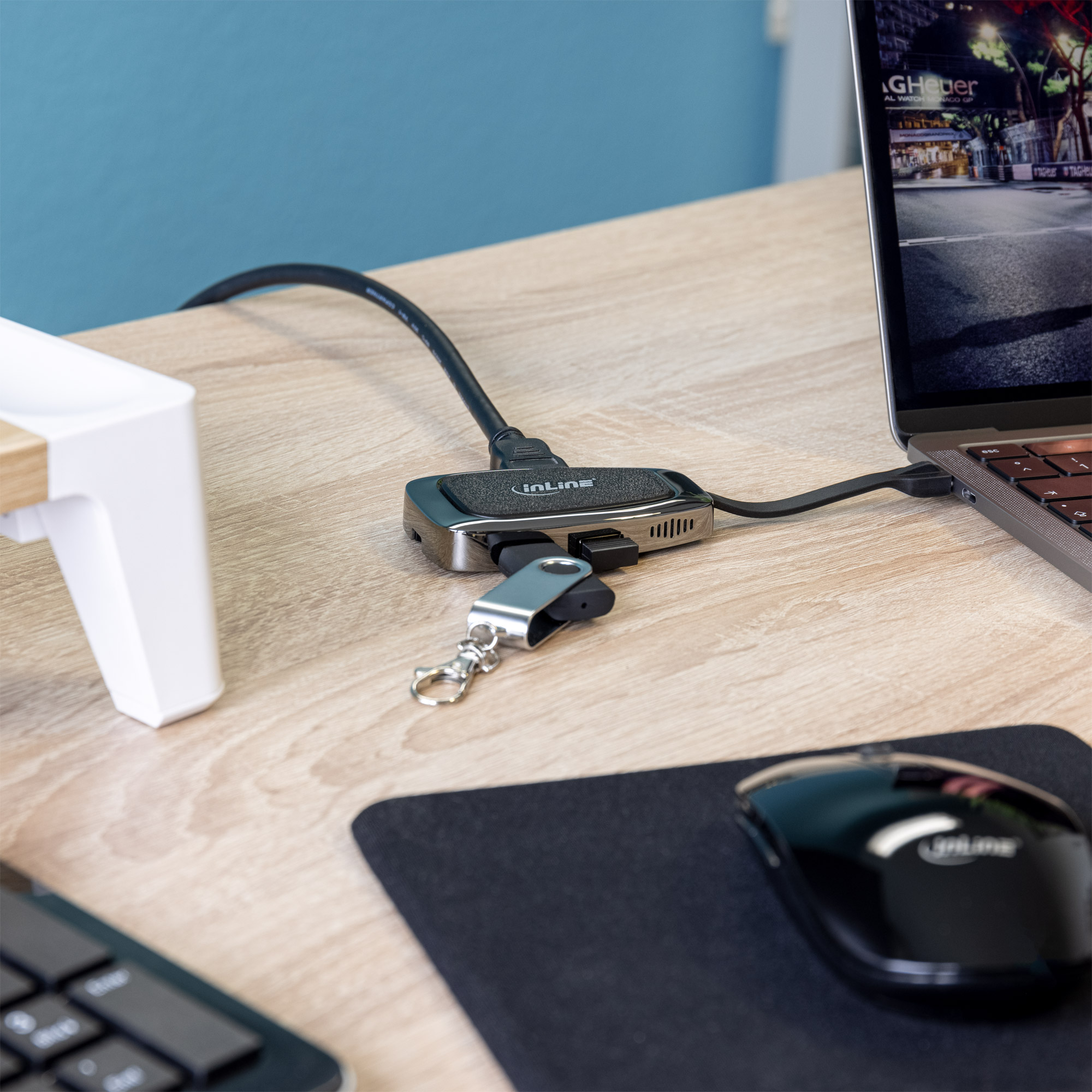 INLINE Multifunktions-Hub USB 3.2 Gen.2 USB Typ-C 2x USB-A 10Gbs 1xHDMI 4K 60Hz 1x USB-C 10Gbs und PD 100W
