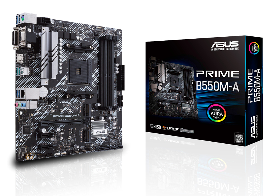 ASUS PRIME B550MA mATX MB dual M2 PCIe 40 1Gb Ethernet HDMIDSubDVI SATA 6Gbps USB32 Gen 2 TypeA