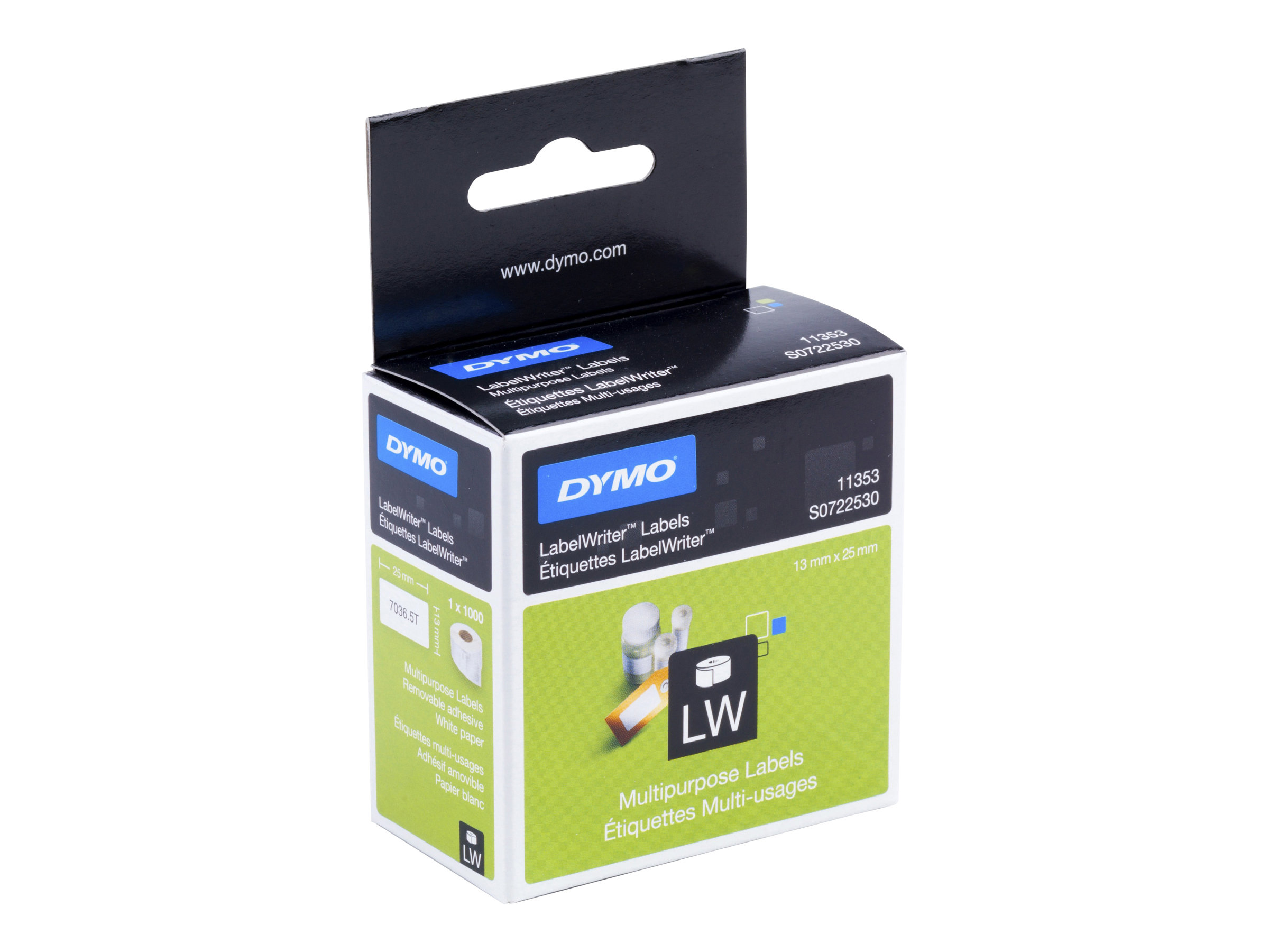 S0722530 DYMO 13x25mm WEISS