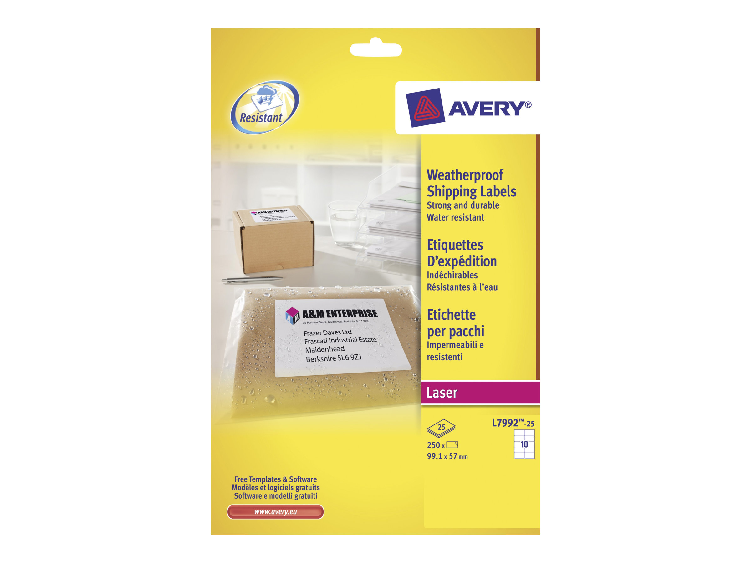 250 AVERY Zweckform Folien-Versandetiketten L7992-25 weiss 99,1 x 57,0 mm 250 AVERY Zweckform Folien-Versandetiketten L7992-25 weiss 99,1 x 57,0 mm