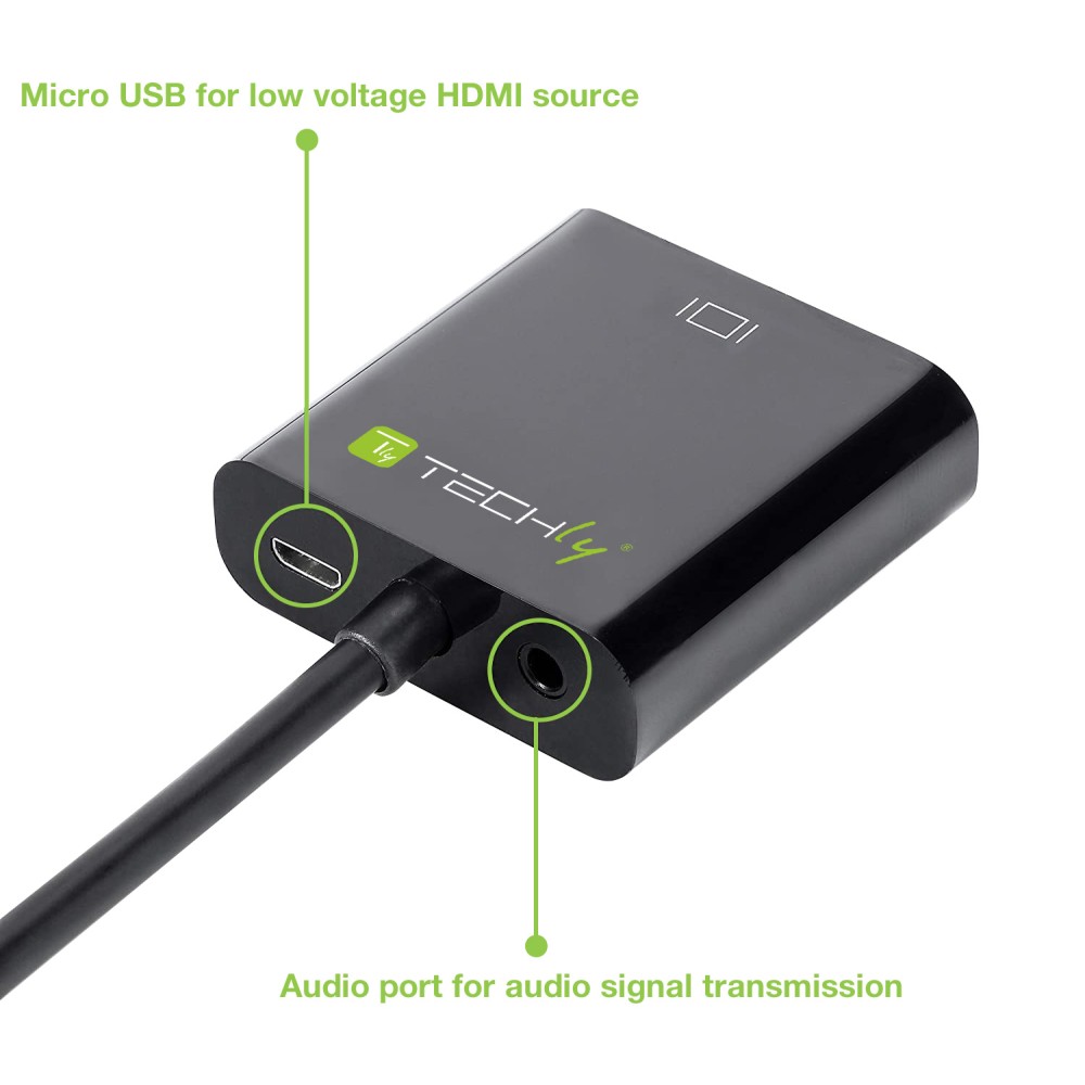 Techly HDMI zu VGA Adapter mit Audio Micro-USB