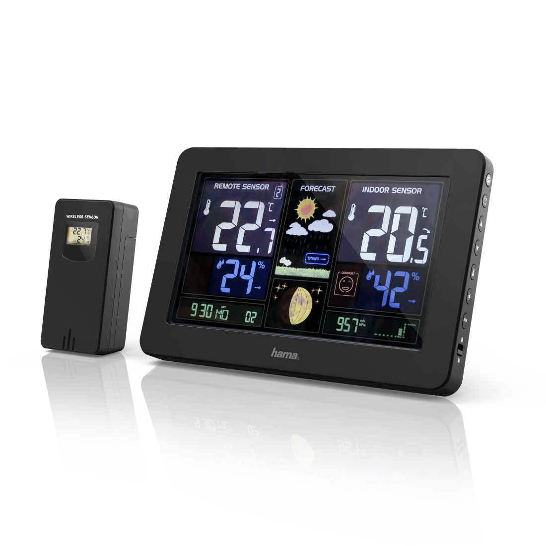 Hama Wetterstation Premium LEDFarbdisplay USBLadefunktion