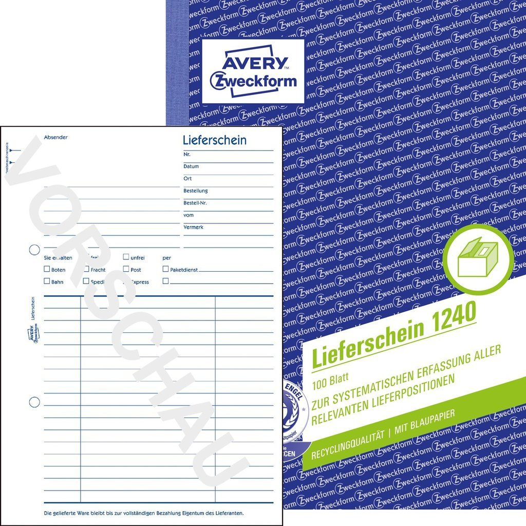 AVERY Zweckform Lieferschein Formularbuch 1240 AVERY Zweckform Lieferschein Formularbuch 1240