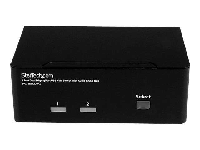 STARTECH.COM DisplayPort KVM Switch - 2 Port - Dual-Display - 4k 60hz - USB Hub - Audio and Microphone