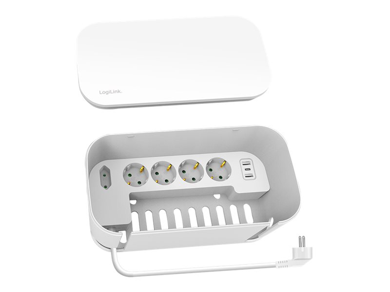 LogiLink Kabelbox m 5fachSteckdosenleiste USBSchuko wei