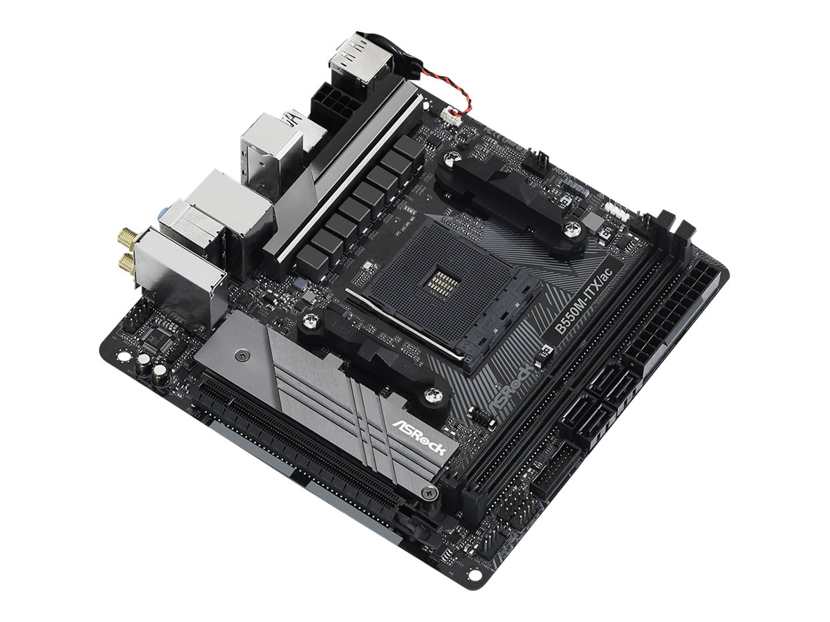 ASRock B550M-ITX/ac - Motherboard - Mini-ITX - Socket AM4 - AMD B550 Chipsatz - USB-C Gen1, USB 3.2 Gen 1 - Bluetooth, Gigabit LAN, Wi-Fi - Onboard-Grafik (CPU erforderlich)