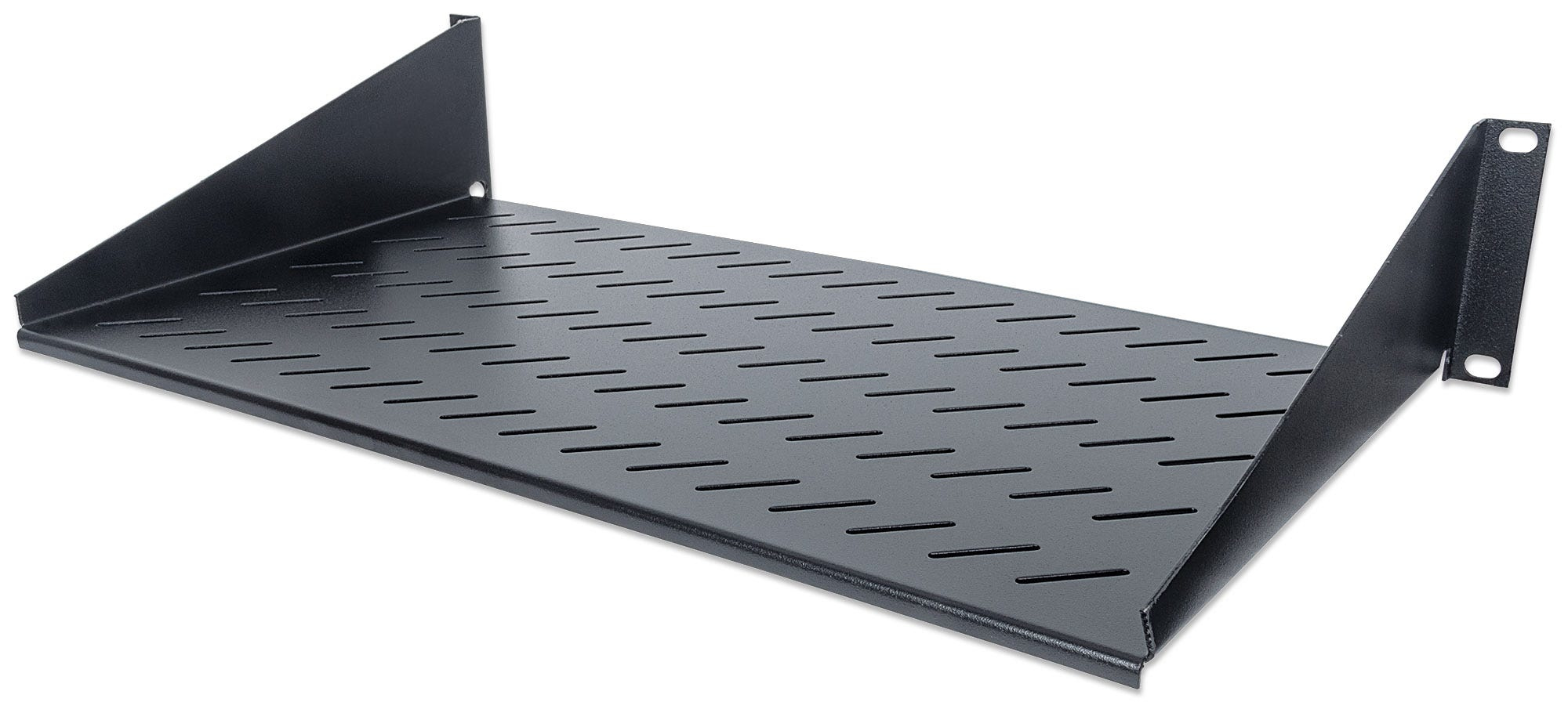 INTELLINET 48,3 cm 19Zoll Fachboden zur Frontmontage 2 HE Montage an den beiden vorderen Profilschienen 250 mm Tiefe schwarz